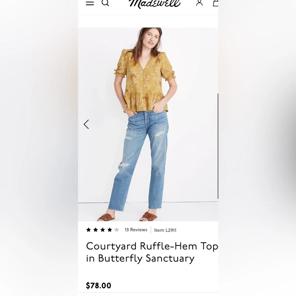 Madewell courtyard ruffle hem blouse - Picture 7 of 7